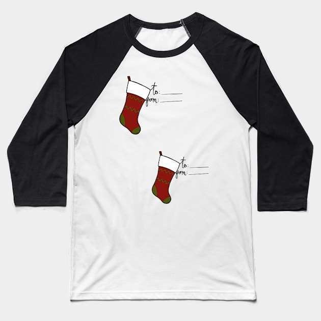 Christmas Gift Tag Baseball T-Shirt by notastranger